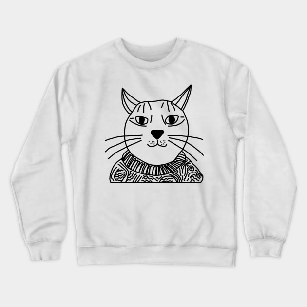 Minimal Portrait of Sweater Cat Crewneck Sweatshirt by ellenhenryart